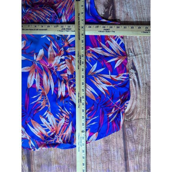 Floral & Ivy Women's Size Medium Blue Tropical Floral Print Sleeveless Button Do - Picture 10 of 11